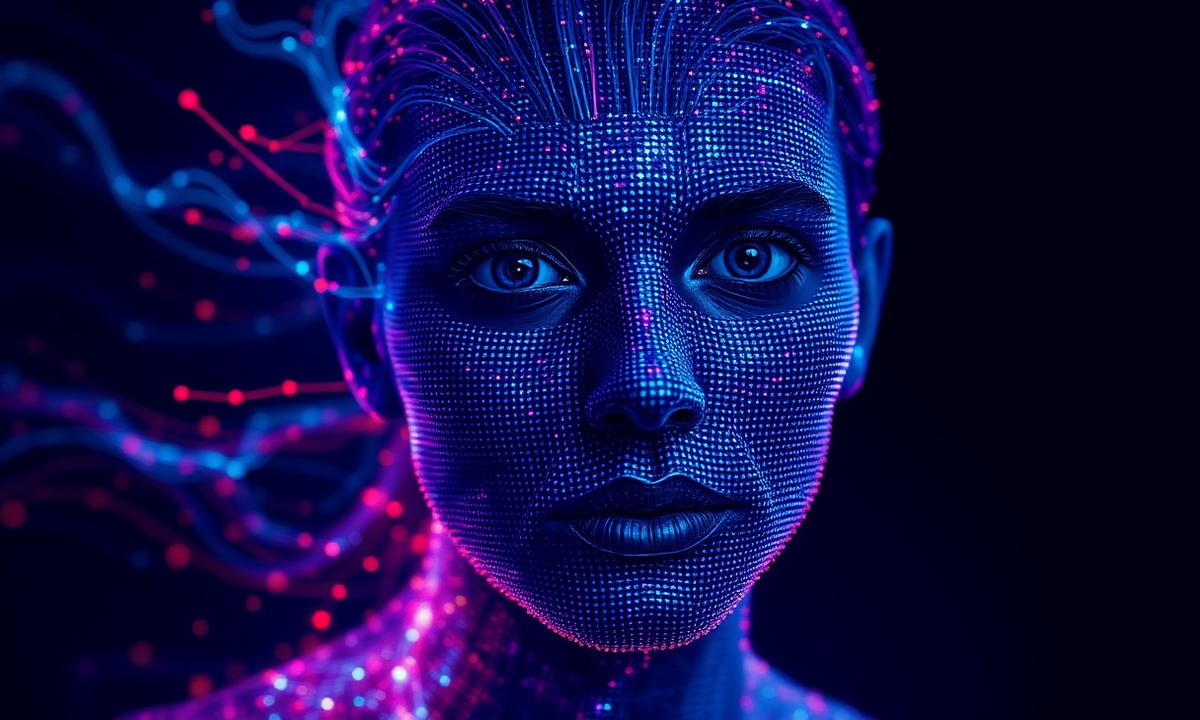 Generative AI creating vivid media content — video frames and images emerging from a neural network